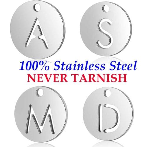 10 Pieces Stainless Steel Initial Name Alpabet Letter Charm Wholesale DIY Jewelry Charms Never Tarnish High Polished