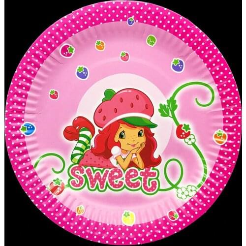 10pcs/pack Strawberry Girl theme disposable paper plates Strawberry Shortcake party decoration Strawberry disposable dishes