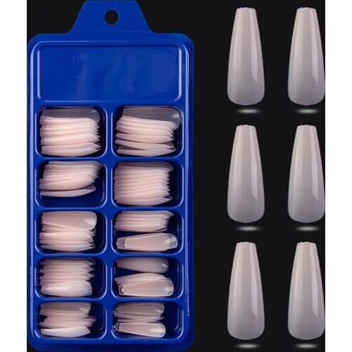 100pc/Box French Ballet Coffin Nail Tips Colourful False Fake Manicure Acrylic Gel DIY Salon Suppliers Long Fingernail Claw