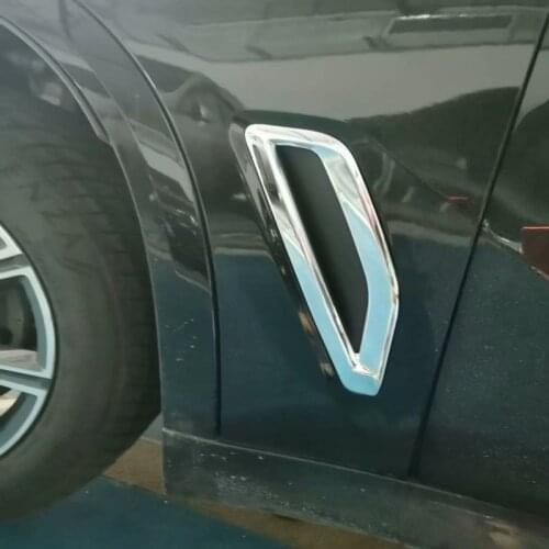 2 Pcs Bright Silver Carbon Fiber Car Side Air Vent Decoration Trim ABS Chrome for BMW X5 G05 2019 Accessories