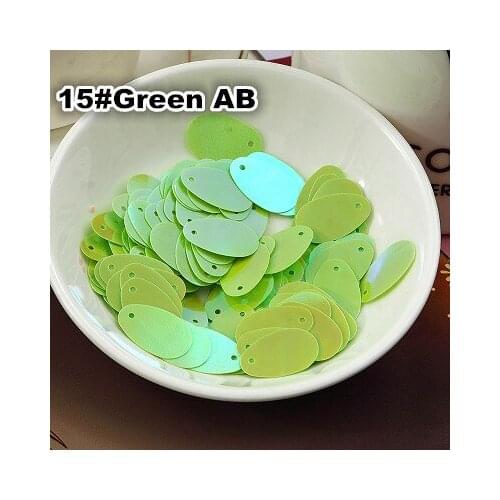 400pcs/lot 12*20mm Large Oval Egg Shape Sequins PVC Sequin Flat With Side Hole Belly Dance Garment Women DIY Green AB Confetti