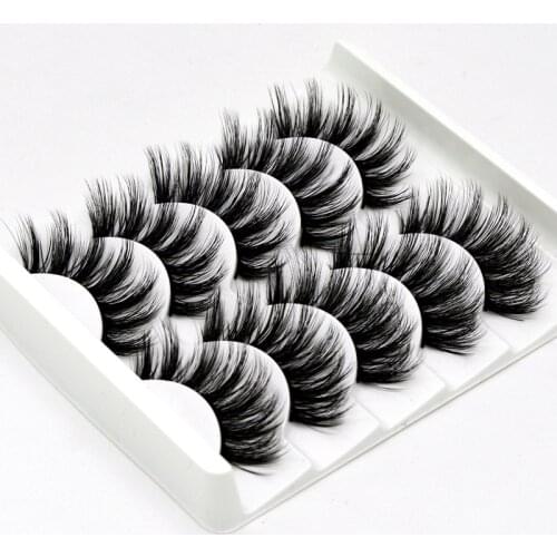 5 Pairs Luxurious Mink Hair False Eyelashes Thick Curled Full Strip Lashes Eyelash Extension Fashion Women Eyes Natural Makeup
