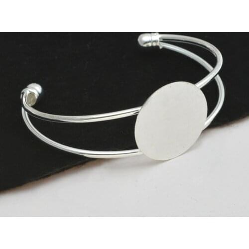 5pcs 25mm Many Style Pad Bezel Cuff Adjustable Brass Blank Base Bangle Bracelet Settings For DIY Jewelry Glass Cabochon Bangle