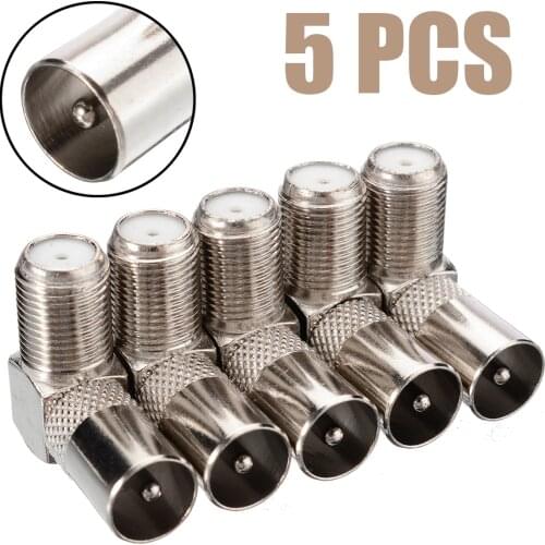 5Pcs/set 90 Degree Right Angled TV Aerial Antenna Cable Connectors RF Coaxial F Female to Male Plug Connector Adapter
