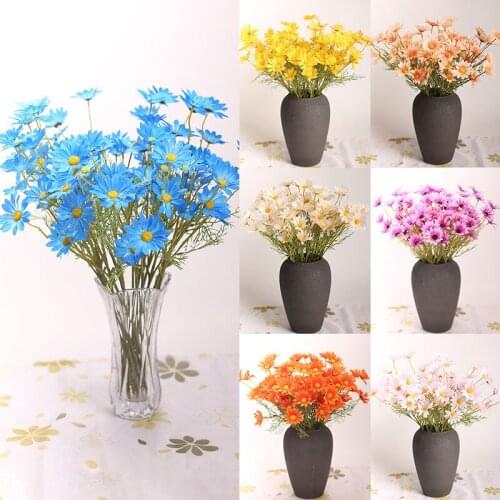 5 Forks 5 Heads Artificial Daisy Flowers Silk Stamen Small Daisy for Wedding Home Table Decoration Fake Chamomile Flowers
