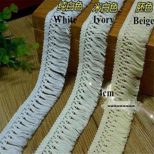 5Yds Cotton Beige, white, i vory 3 Color Fringe Venice Lace Sewing Trims Craft LW0027-1