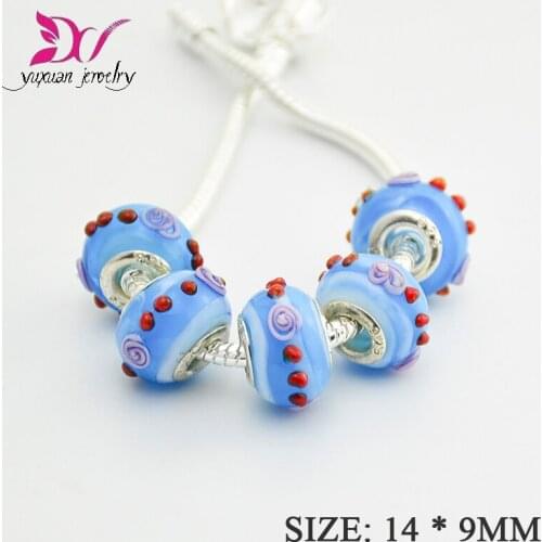 Free Shipping European Lampwork Glass Charm Bead Fit Women Diy Bracelets Jewelry piedras y cristales para manualidades TK088