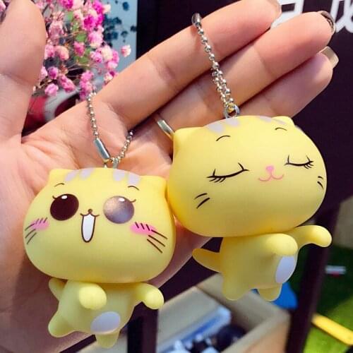 Cartoon cute cat doll keychain toy mens female couple car key chain bag pendant Childrens game party decoration