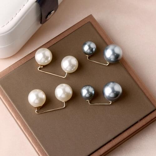 Double Pearl Brooch Pins Anti-fade Exquisite Elegant Brooches for Women Sweater Coat Cardigan Button Pins Charms Decoration