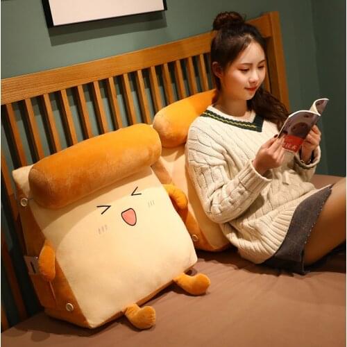 Creartive 45CM Plush Cute Toast Bread Car Chair Waist Pillow Soft Nice Sofa Bed Cushion For Girlfriend Valentines Day Gifts