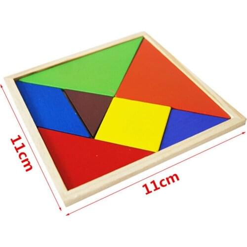 Wooden Tangram Learning Puzzles Games Non-Toxic Colorful Paints Exercise Color Shape Recognition Eye-hand Coordination Kids Toys