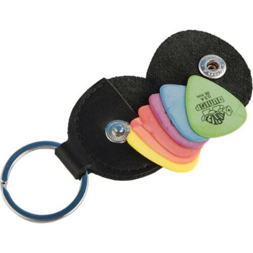 Top Quality Guitar Pick Holder Genuine Leather Guitarra Plectrum Case Bag Keychain Shape Guitar Accessories