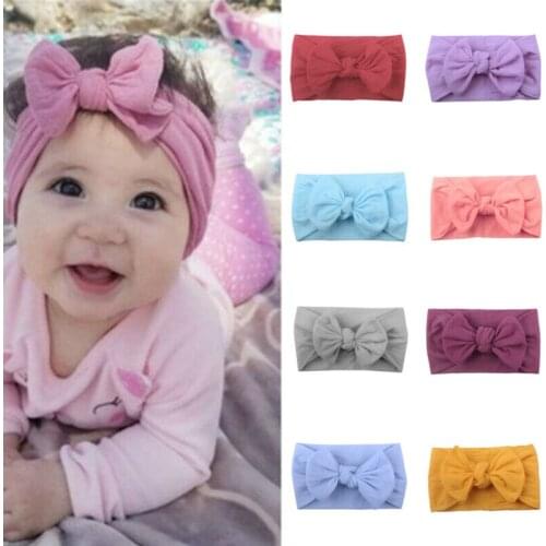 PUDCOCO Baby Girls Bunny Bows Kids Turban Knot Rabbit Headband Bow Hair bands Head Wrap