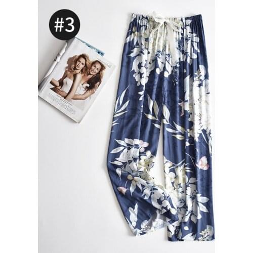 Flower Printing Cotton Pajama Pants Women Summer Trousers Loose Sleep Bottoms Lingerie Sleepwear Silky Soft Nightwear Negligee