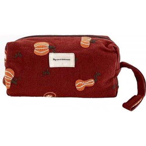 Embroidered Canvas Makeup Bag Plaid Travel Cosmetic Organizer Women Toiletry Bag Necesserie Storage Pouch Zipper Beauty Case