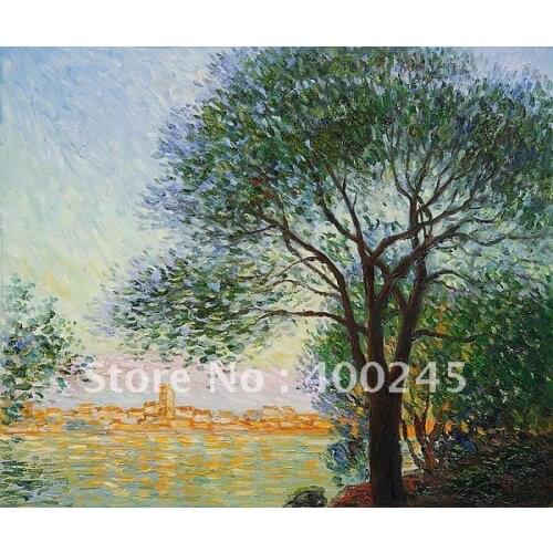 Handmade trees Oil paintings View of Antibes by Claud Monet reproduction Landscape art modern High quality