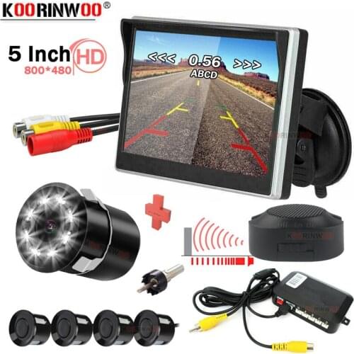 Koorinwoo Dual CPU Core Car Sensors With Camera Parking Monitor Car Warning Sensors Reverse LED Lights Camera Back Up Parktronic