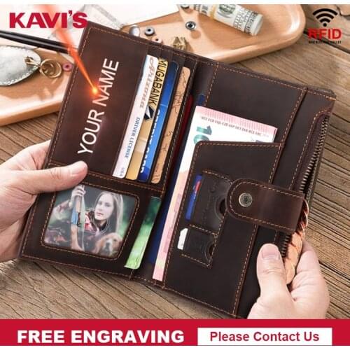 KAVIS Luxury Passport Cover ID Card Holder Portomonee Male Money Bag Travel Credit Wallet Men Purse Quality Fashion Bag New