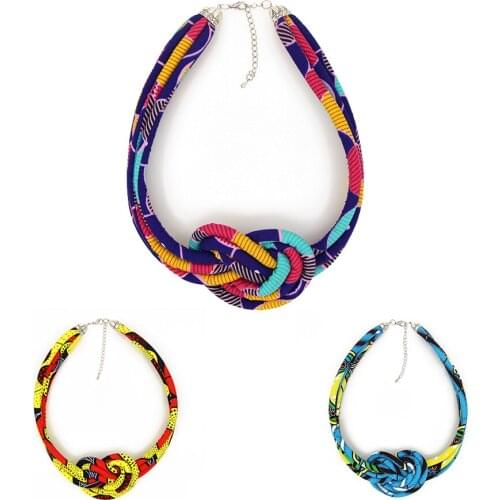 KpacoTa Necklace, Ankara Choker, Handmade ethnic jewelry exaggerated love design color bright printing batik fabric woman gifts