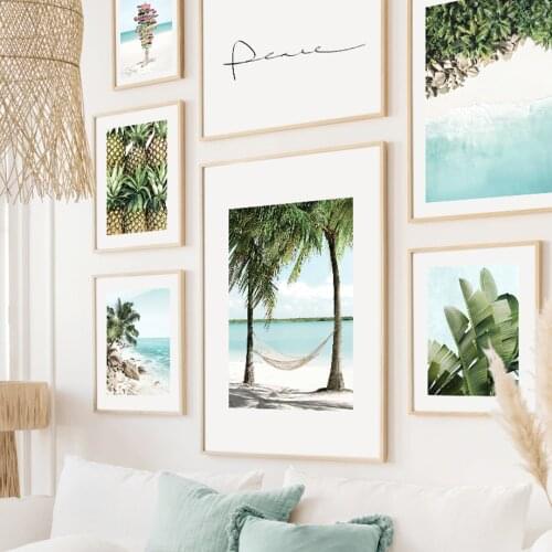 Sea Coconut Tree Banana Leaf Pineapple Wall Art Canvas Painting Nordic Posters And Prints Wall Pictures For Living Room Decor