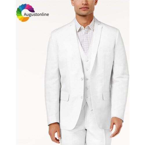 Custom Made White Mens Wedding Suits Man Blazer Masculino Slim Fit Casual Groom Tuxedo Men Suit 2018 3Piece Jacket Pant Vest