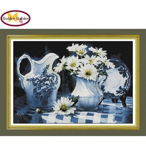 GG Charm of Porcelain Cross Stitch Kit Embroidery Needlework Flower Design Chinese JoySunday Cross Stitch Pattern for Home Decor