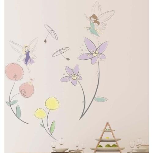 Wall Stickers Cute Flower Fairy Removable Cartoon Wall Decals for Girls Room Bedroom Nursery Décor