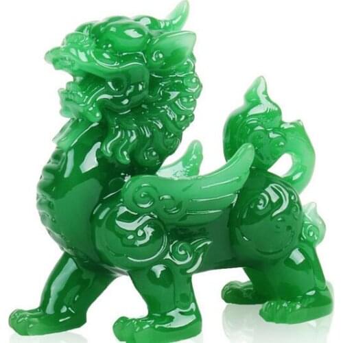 Natural imitation Jade ornament A pair large-scale enterprises Town house Kirin crafts Sculpture animal room decoration home