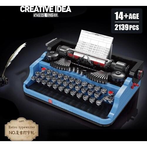 Creator Expert Ideas Classic Collection Retro Typewriter Keyboard 2139 Pcs Moc Modular Bricks Building Blocks Type Model Toys