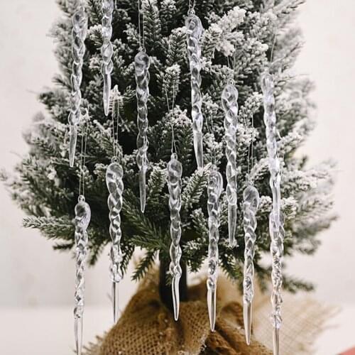 New 60PCS Christmas Ornaments Simulation Transparent Ice Icicles Onion Icicles DIY Accessories Pendant 13cm