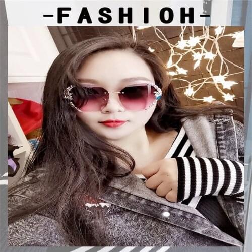 2021 Vintage Fashion Oversized Rimless Sunglasses Women Famous Luxury Brand Design Sexy Diamond Square Sun Glasses For Female