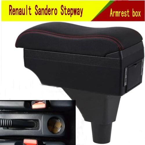 For Renault Sandero Stepway armrest box central Store content box with cup holder ashtray decoration products With USB interfac
