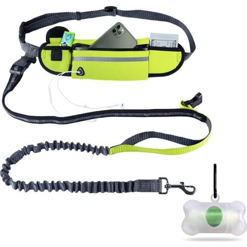 Hands Free Dog Leash Reflective Waterproof Dog Lead Running Leash for Medium Large Dogs Adjustable Waist Belt with Pouch