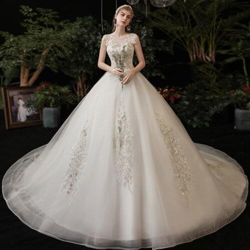 Gorgeous Ball Gown Wedding Dress With Lace Vestido De Novia Princesa Applique Sequined Vintage Wedding Dresses Bridal Gown 2021