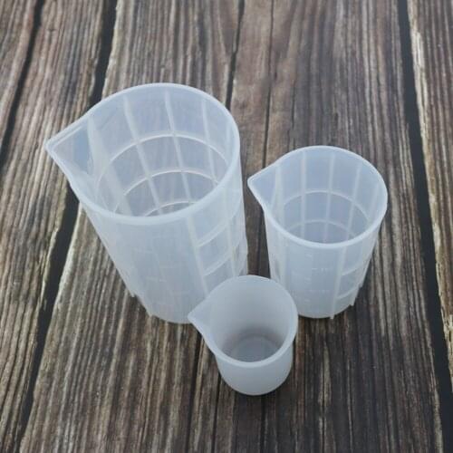Silicone Free-wash Measuring Cup Mould DIY Crystal Epoxy 100/350/750 ml with Scale Homemade Manual Mirror Measuring Cup Mould