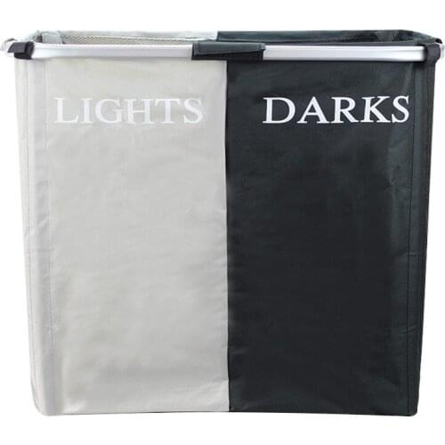 Foldable Dirty Dasket Bouble-plaid Cloth Laundry Basket Aluminum Tube Dirty Clothes Sundries Bag Storage Bag Household Goods