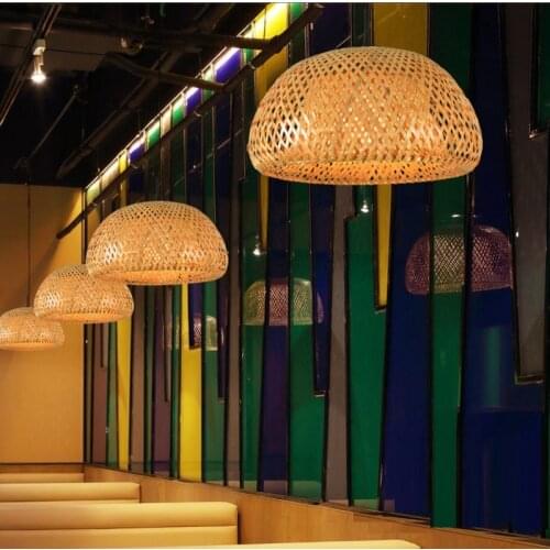 Modern bamboo work hand knitted bamboo Pendant Lamp Good Price Pendant Lamp With bamboo Shades For dinning Room
