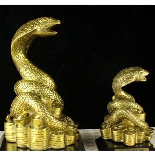 Pure Brass Snake Pose Size Zodiac Snake Home Metal Decoration Gift Copper Crafts Home Decore Figurine Statue