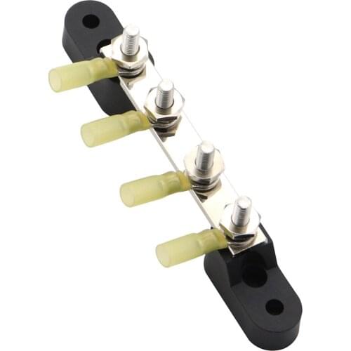 Heavy-Duty Module Design Bus-Bar Box Marine 4 Way Stud Bus Bar 100A 48V M6 Stud Terminal with Cover Ring Terminals