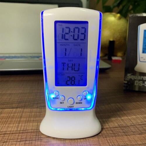 Mini Digital Clock Backlight Calendar Thermometer Display LCD Alarm Clock