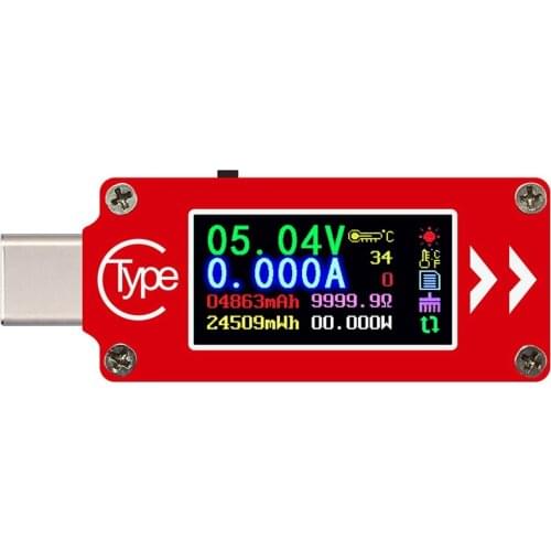 TC64 Type-C Color LCD USB Voltmeter Ammeter Voltage Current Meter Multimeter Battery PD Charge Power Bank USB Tester