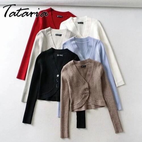 Knit Cardigan Crop Top Open Stitch Sweater Womens Clothing V Neck Short Cardigan Tight Coat Womens Sweater Button White Top