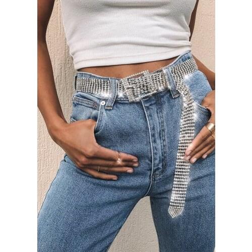 Women Fashion Shiny Belt Waist Chain Crystal Diamond Alloy Waistband Full Rhinestone Luxury Wide Party Belt for Women