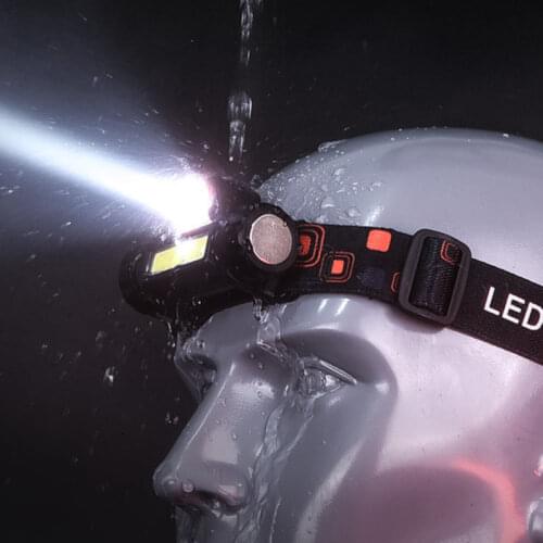 Drop Shipping Inductive Portable Mini flashlight lantern XPE+COB led Headlamp + 1 * Built-in 18650 Battery Camping Headlight