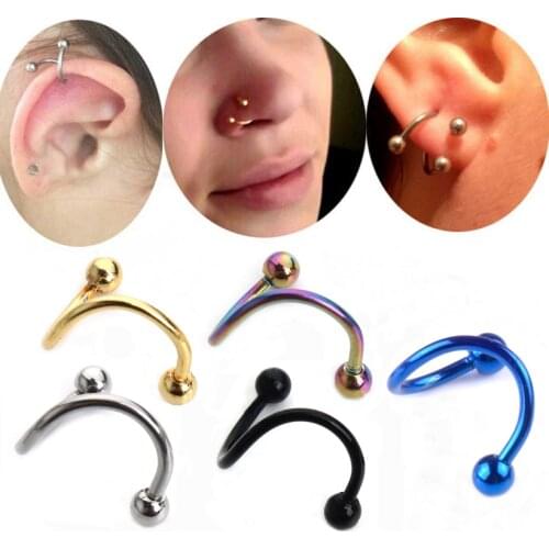2 pcs Double Balls Twisted Helix Cartilage Earring Piercing Body Jewelry Surgical Steel Ear Piercing Labret Nose Ring Jewelry