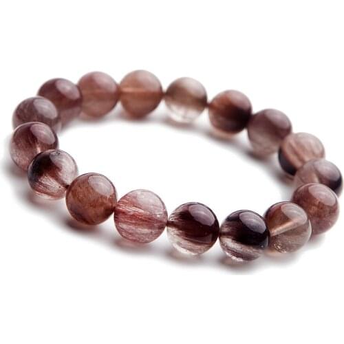 11mm Genuine Natural Red Rutilated Quartz Bracelets For Women Men Stretch Crystal Round Bead Bracelet
