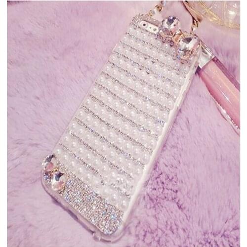 Protect Case for iPhone 12 mini 6 7 8 Plus X XS XR 11 Pro MAX Phone Plus Crystal Diamond Pearl Glitter Bow Soft Phone Case Cover
