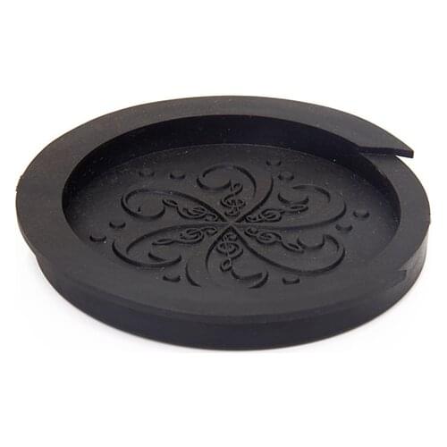 Acoustic Guitar Sound Hole Cover Rubber Black Musical Symbol Pattern 4 1/4 inch