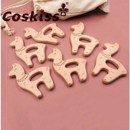 Coskiss Baby Teething Toys Wooden Teething Ring Food Grade Deer Beech Wooden Childrens Toys Diy Wooden Teether
