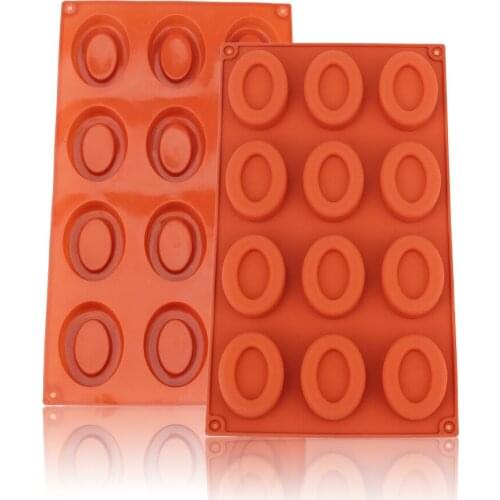 Muffin Savarin Soap Cake Mold Baking Tool Cupcake Chocolate Donut Mould Oval Shape 12-Cavity Silicone